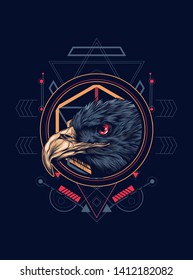 Eagle head with sacred geometry pattern