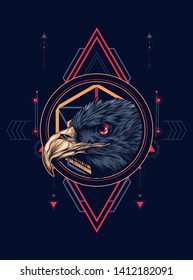 Eagle head with sacred geometry pattern