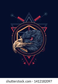 Eagle head with sacred geometry pattern