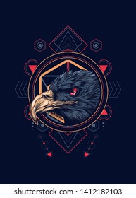 Eagle head with sacred geometry pattern