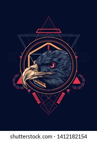Eagle head with sacred geometry pattern