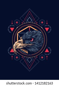 Eagle head with sacred geometry pattern