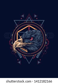 Eagle head with sacred geometry pattern