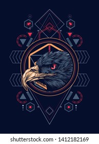 Eagle head with sacred geometry pattern