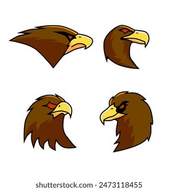 Ilustración de conjunto de cabeza de águila para logotipo, mascota, marca, icono, etc