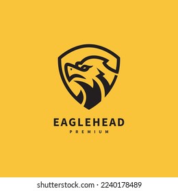 Eagle head with shield emblem badge logo design