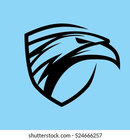 Eagle Head Shield Logo on Blue Background