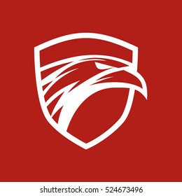 Eagle Head Shield Logo on Red Background