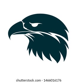 Eagle head silhouette illustration. Eagle head logo design. Eagle minimalist icon design