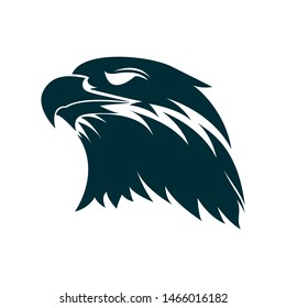 Eagle head silhouette illustration. Eagle head logo design. Eagle minimalist icon design