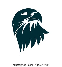 Eagle head silhouette illustration. Eagle head logo design. Eagle minimalist icon design