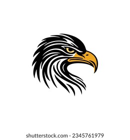Eagle Head silhouette Logo vector of hawk icon, falcon symbol, freedom mascot, bird clipart. isolated on white background.