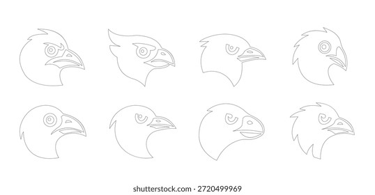 Eagle Head Silhouette Set  Aggressive Bird Mascot Logo Collection