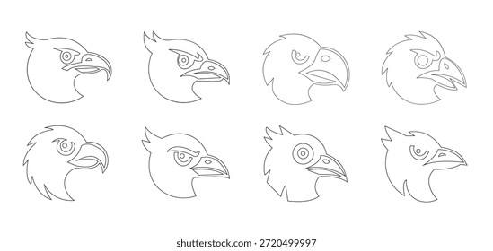 Eagle Head Silhouette Set  Aggressive Bird Mascot Logo Collection