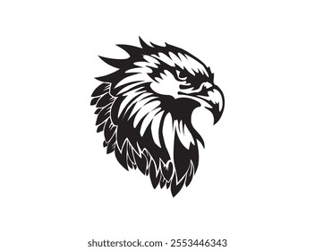 Eagle head silhouette vector illustration, head stylized logo