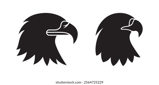 Eagle head silhouette vector illustration. Eagle head black logo design. Eagle minimalist icon.