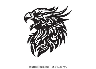 Eagle Head Silhouette Vector Illustration - High-Quality Printable Design for T-Shirts Hoodies Pillows Clipart and More