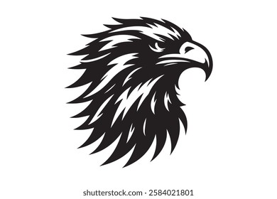 Eagle Head Silhouette Vector Illustration - High-Quality Printable Design for T-Shirts Hoodies Pillows Clipart and More