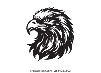 Eagle Head Silhouette Vector Illustration - High-Quality Printable Design for T-Shirts Hoodies Pillows Clipart and More