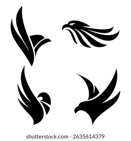 Eagle head silhouette vector set icon,modern and elegant design ideas,isolated on white background,can be for logo or sign