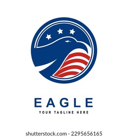 Eagle head simple logo, mascot, emblem, badge vector illustration
