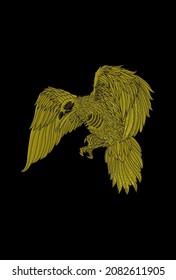 Eagle head skull artwork illustration