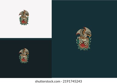 eagle and head skull vector illustration design