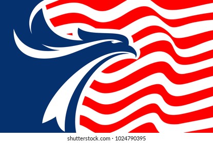 Eagle head with some wave flag