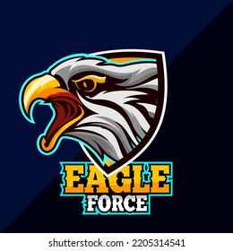 Eagle Head Special Force Logo Vector Template for design mascot, label, badge, emblem Illustration.