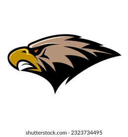 Eagle head. Sport team or club mascot.  Design element for logo, label, emblem, sign. Vector illustration.