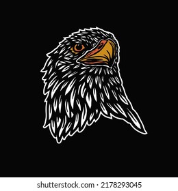 EAGLE HEAD STICKER DESIGN, MASCOT LOGO ILLUSTRATION ,HANDRAWN STYLE