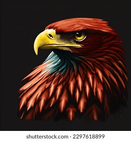 eagle head with style hand drawn watercolor digital painting illustration