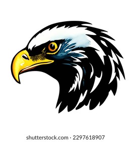 eagle head with style hand drawn watercolor digital painting illustration