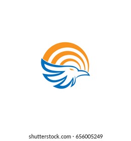 Eagle head Sun Logo Template