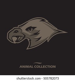 Eagle head symbol. Hand drawn bird  logo design. Vector illustration. Authentic vintage graphics.