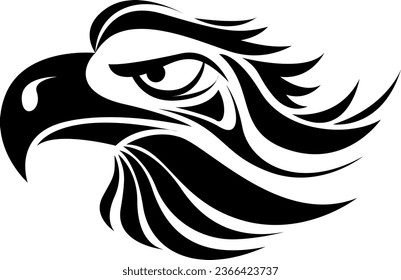 Eagle head tattoo, tattoo illustration, vector on a white background.