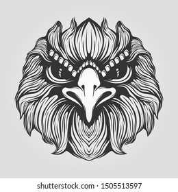 eagle head tattoo line art decorative bird head