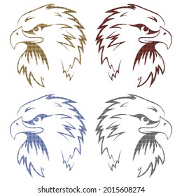 Eagle Head With Textile Texture Icon Vector Illustration. Head Of The Eagle With Plaid Pattern Isolated On White Background
