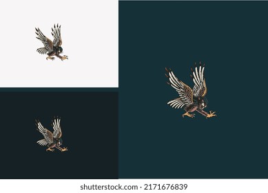 eagle head tiger vector flat design
