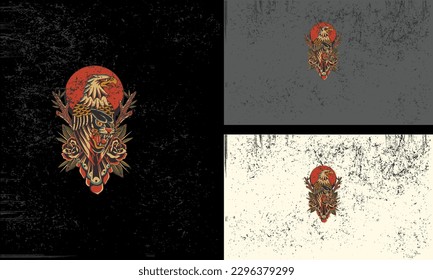 eagle and head tiger vector mascot flat design