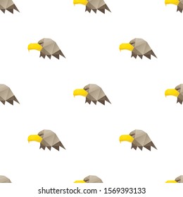 Eagle head triangle shape seamless pattern backgrounds. Wrapping paper template. Polygonal design illustration.