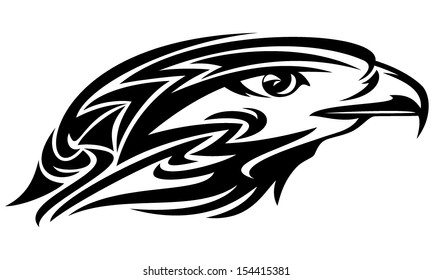 eagle head tribal style black and white vector design