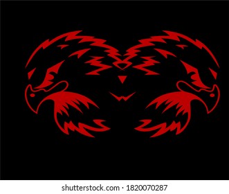 Eagle head tribal vector red black