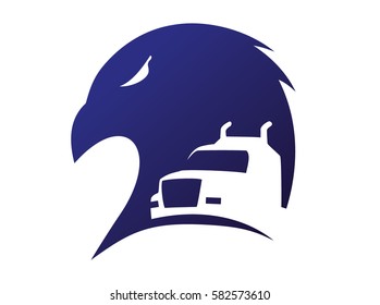 Eagle head with truck in night