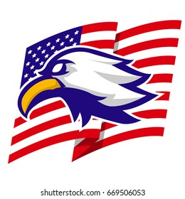 eagle head with USA flag fourth july party celebrate background