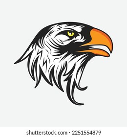 Eagle head vector art illustration on white background.