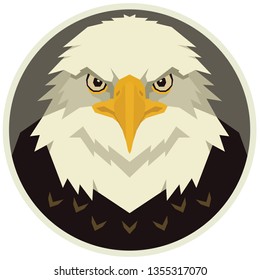 The eagle head Vector illustration of a bird in a round frame set