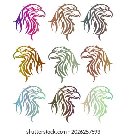 Eagle Head Vector Illustration. Eagle Head Contours Logo Template
