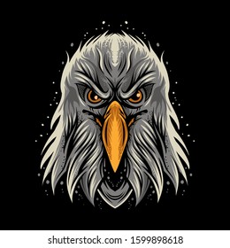 eagle head vector illustration isolated on dark background