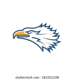 eagle head vector illustration. the symbol for eagle, falcon, or hawk bird. good for American themes, logistic delivery, or patriotism. combination yellow, red and blue color
